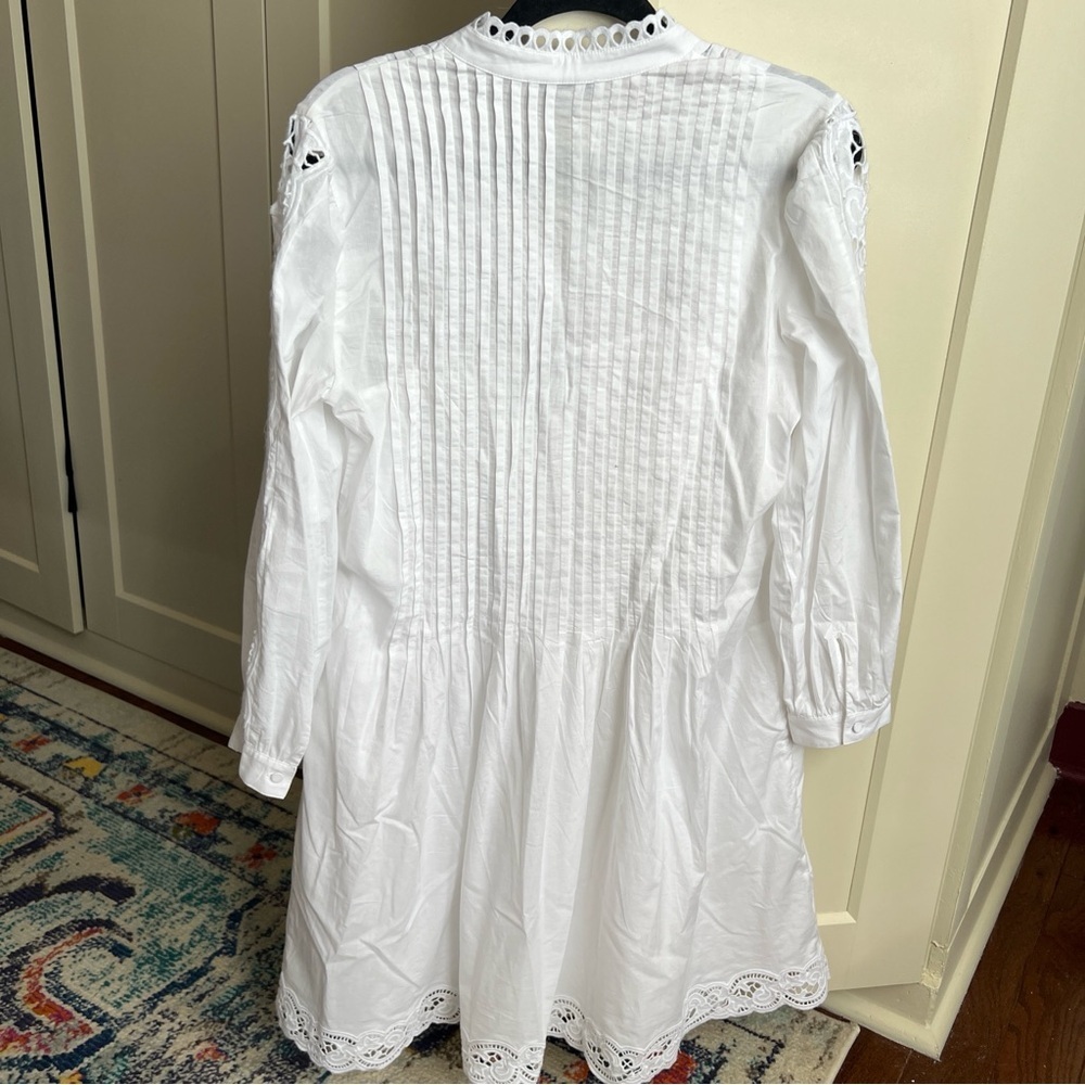 Madewell Pintucked Eyelet Mini Dress in White Cotton size large - Picture 5 of 11